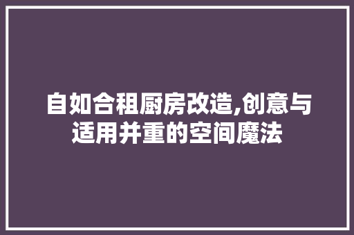 自如合租厨房改造,创意与适用并重的空间魔法