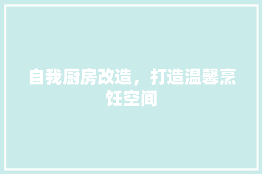 自我厨房改造，打造温馨烹饪空间