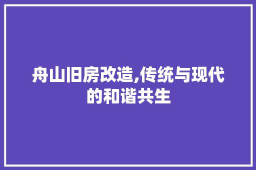 舟山旧房改造,传统与现代的和谐共生