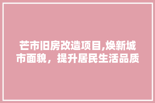 芒市旧房改造项目,焕新城市面貌，提升居民生活品质
