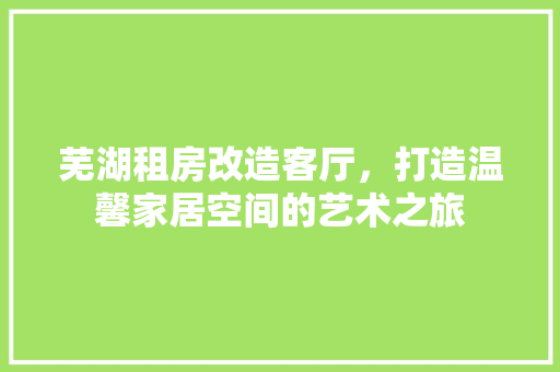 芜湖租房改造客厅，打造温馨家居空间的艺术之旅