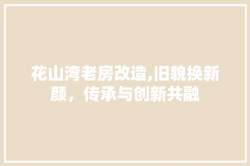 花山湾老房改造,旧貌换新颜，传承与创新共融