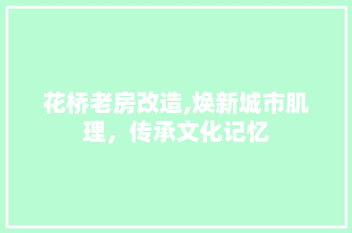 花桥老房改造,焕新城市肌理，传承文化记忆
