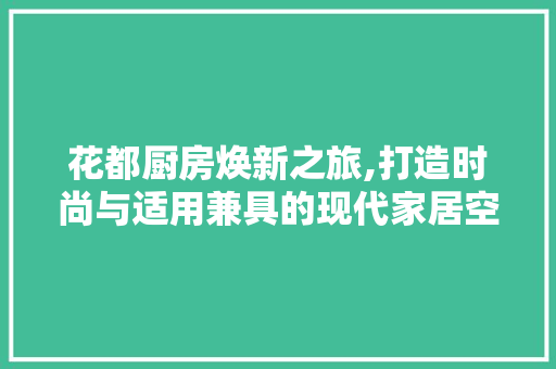 花都厨房焕新之旅,打造时尚与适用兼具的现代家居空间 厨房维修