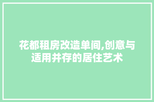 花都租房改造单间,创意与适用并存的居住艺术
