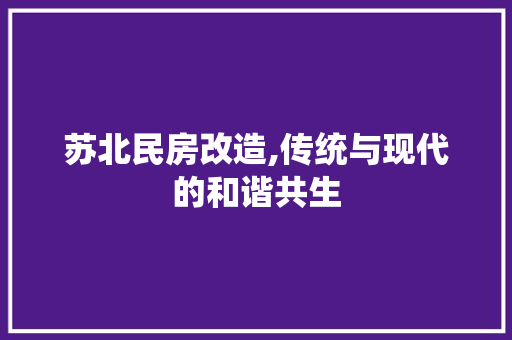 苏北民房改造,传统与现代的和谐共生