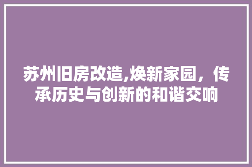 苏州旧房改造,焕新家园，传承历史与创新的和谐交响