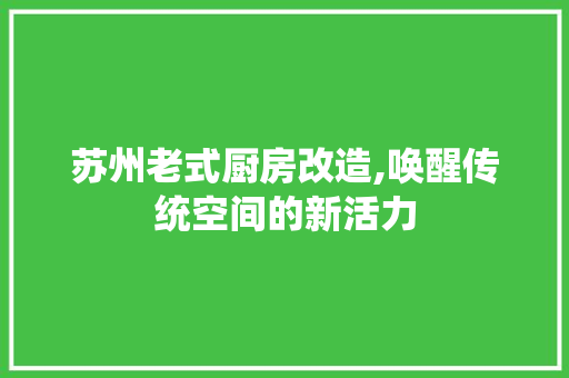 苏州老式厨房改造,唤醒传统空间的新活力