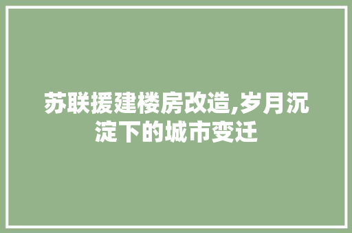 苏联援建楼房改造,岁月沉淀下的城市变迁