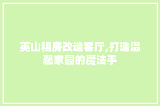 英山租房改造客厅,打造温馨家园的魔法手