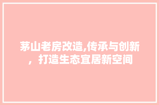 茅山老房改造,传承与创新，打造生态宜居新空间