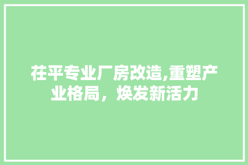茌平专业厂房改造,重塑产业格局，焕发新活力
