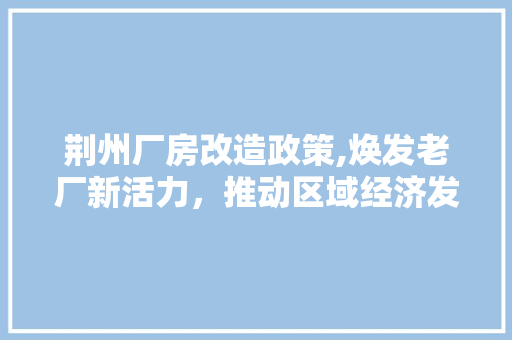 荆州厂房改造政策,焕发老厂新活力，推动区域经济发展