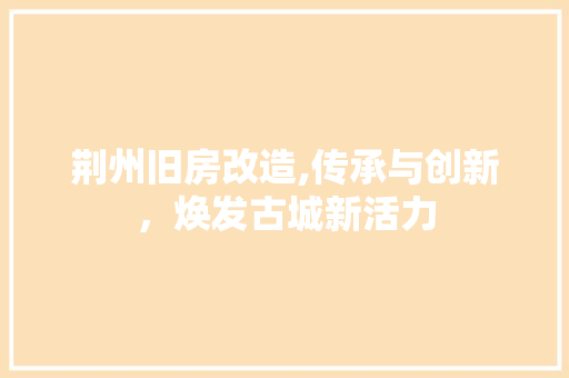 荆州旧房改造,传承与创新，焕发古城新活力 家电维修