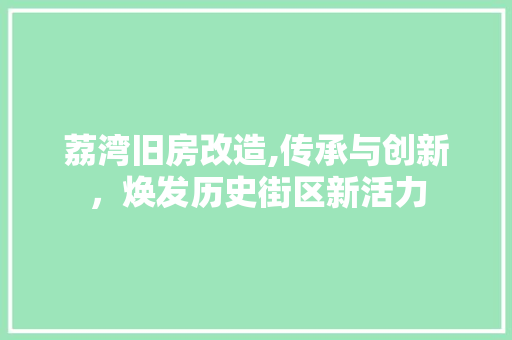 荔湾旧房改造,传承与创新，焕发历史街区新活力 户内维修