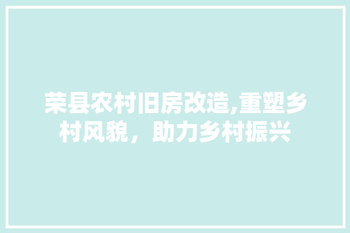 荣县农村旧房改造,重塑乡村风貌，助力乡村振兴