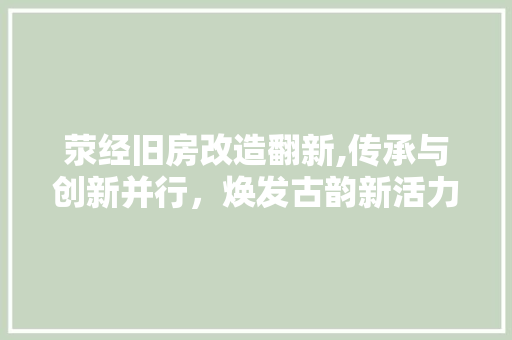 荥经旧房改造翻新,传承与创新并行，焕发古韵新活力 厨房维修