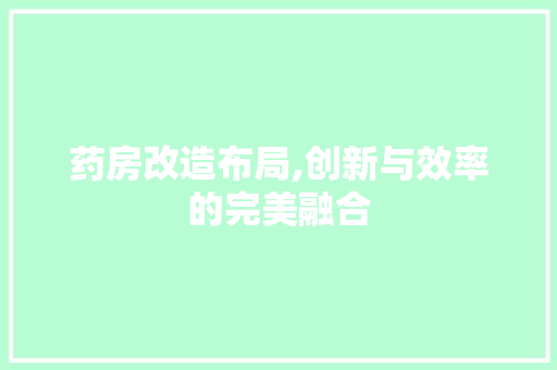 药房改造布局,创新与效率的完美融合