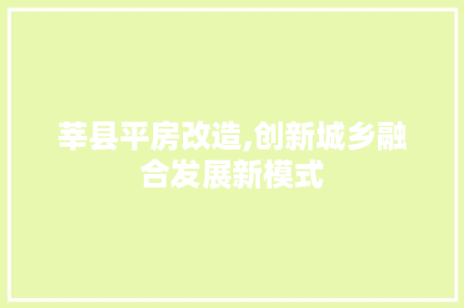 莘县平房改造,创新城乡融合发展新模式 厨房维修