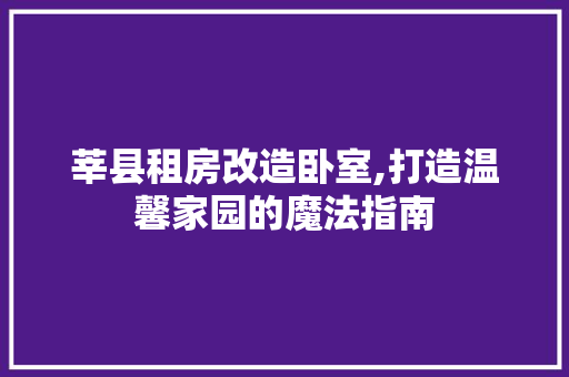 莘县租房改造卧室,打造温馨家园的魔法指南