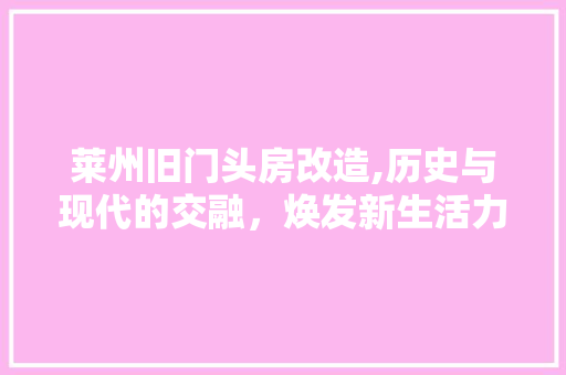 莱州旧门头房改造,历史与现代的交融，焕发新生活力