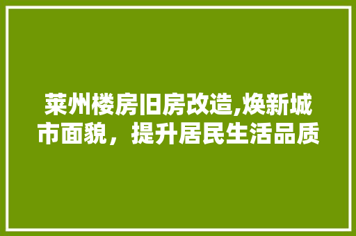 莱州楼房旧房改造,焕新城市面貌，提升居民生活品质