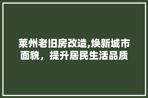 莱州老旧房改造,焕新城市面貌，提升居民生活品质