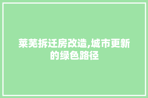 莱芜拆迁房改造,城市更新的绿色路径