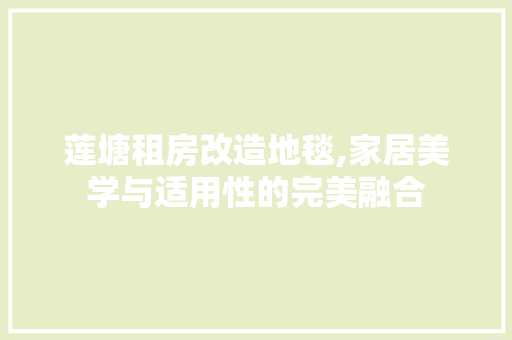 莲塘租房改造地毯,家居美学与适用性的完美融合