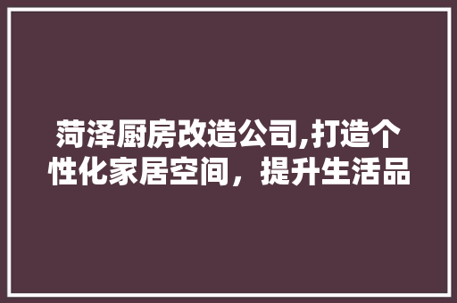 菏泽厨房改造公司,打造个性化家居空间，提升生活品质