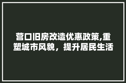 营口旧房改造优惠政策,重塑城市风貌，提升居民生活品质