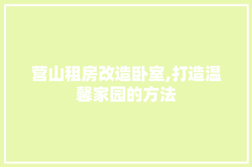 营山租房改造卧室,打造温馨家园的方法