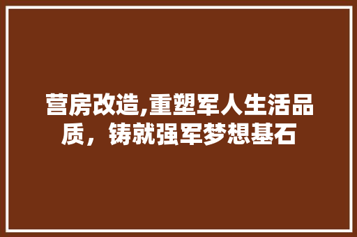 营房改造,重塑军人生活品质，铸就强军梦想基石