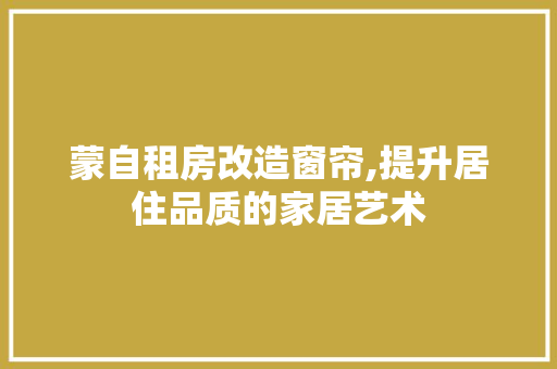 蒙自租房改造窗帘,提升居住品质的家居艺术