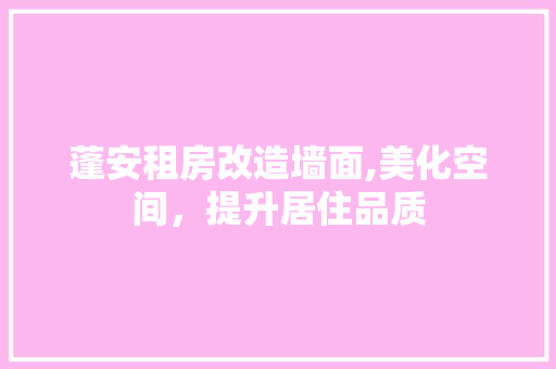 蓬安租房改造墙面,美化空间，提升居住品质