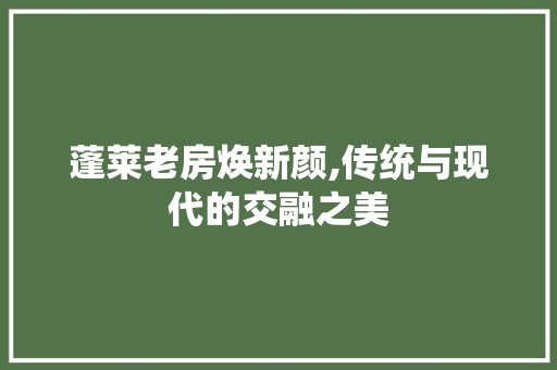 蓬莱老房焕新颜,传统与现代的交融之美