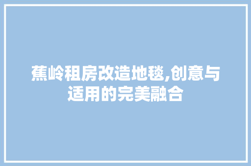 蕉岭租房改造地毯,创意与适用的完美融合 墙体维修