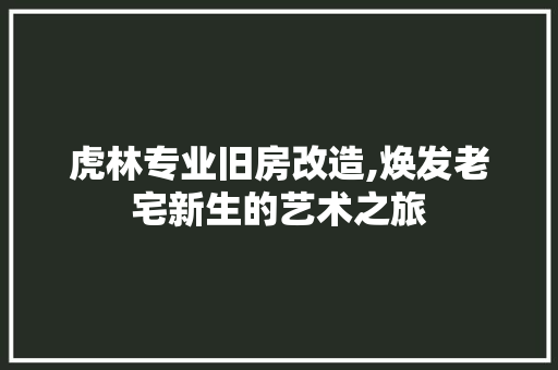 虎林专业旧房改造,焕发老宅新生的艺术之旅