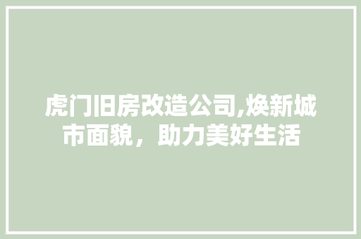 虎门旧房改造公司,焕新城市面貌，助力美好生活 家电维修
