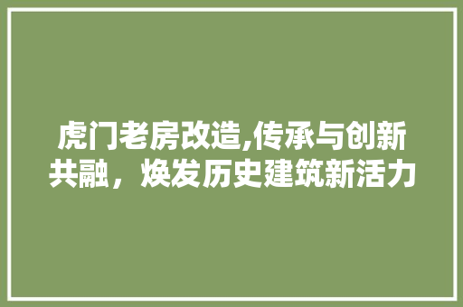 虎门老房改造,传承与创新共融，焕发历史建筑新活力 居家维修