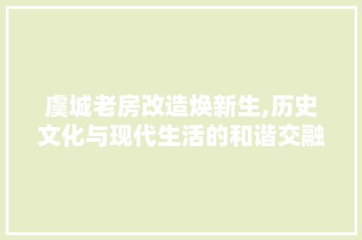 虞城老房改造焕新生,历史文化与现代生活的和谐交融