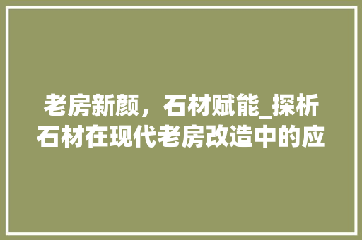 老房新颜，石材赋能_探析石材在现代老房改造中的应用 厨房维修