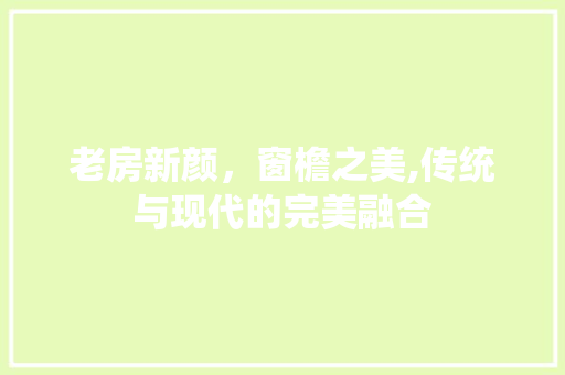 老房新颜，窗檐之美,传统与现代的完美融合