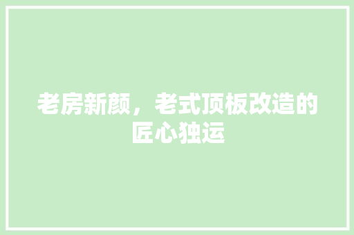老房新颜，老式顶板改造的匠心独运