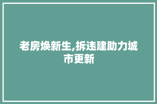 老房焕新生,拆违建助力城市更新