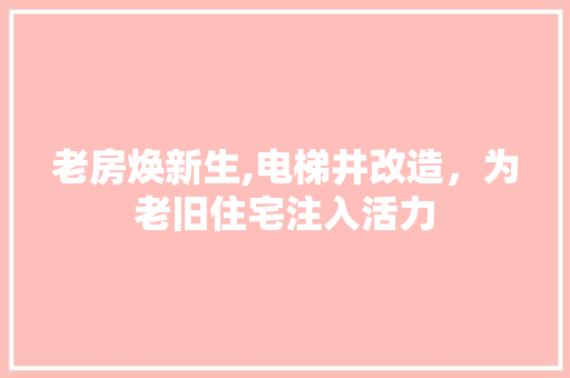 老房焕新生,电梯井改造，为老旧住宅注入活力