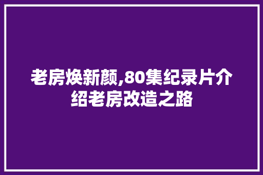 老房焕新颜,80集纪录片介绍老房改造之路