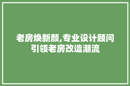 老房焕新颜,专业设计顾问引领老房改造潮流