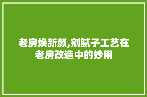 老房焕新颜,剜腻子工艺在老房改造中的妙用