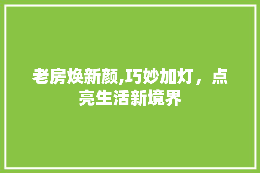 老房焕新颜,巧妙加灯，点亮生活新境界